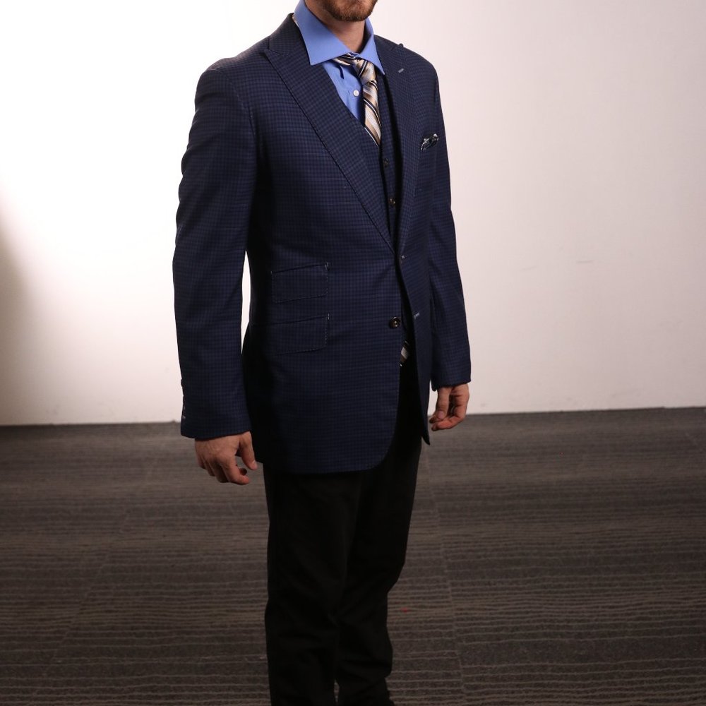 3 Piece Oxxford Suit in Micro Plaid